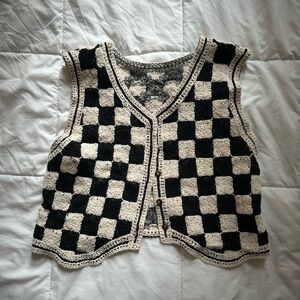 Checkered Crocheted Vest